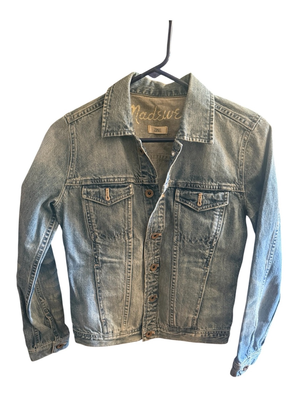 MAFEWELL VINTAGE DISTRESSED JEAN DENIM JACKET XS